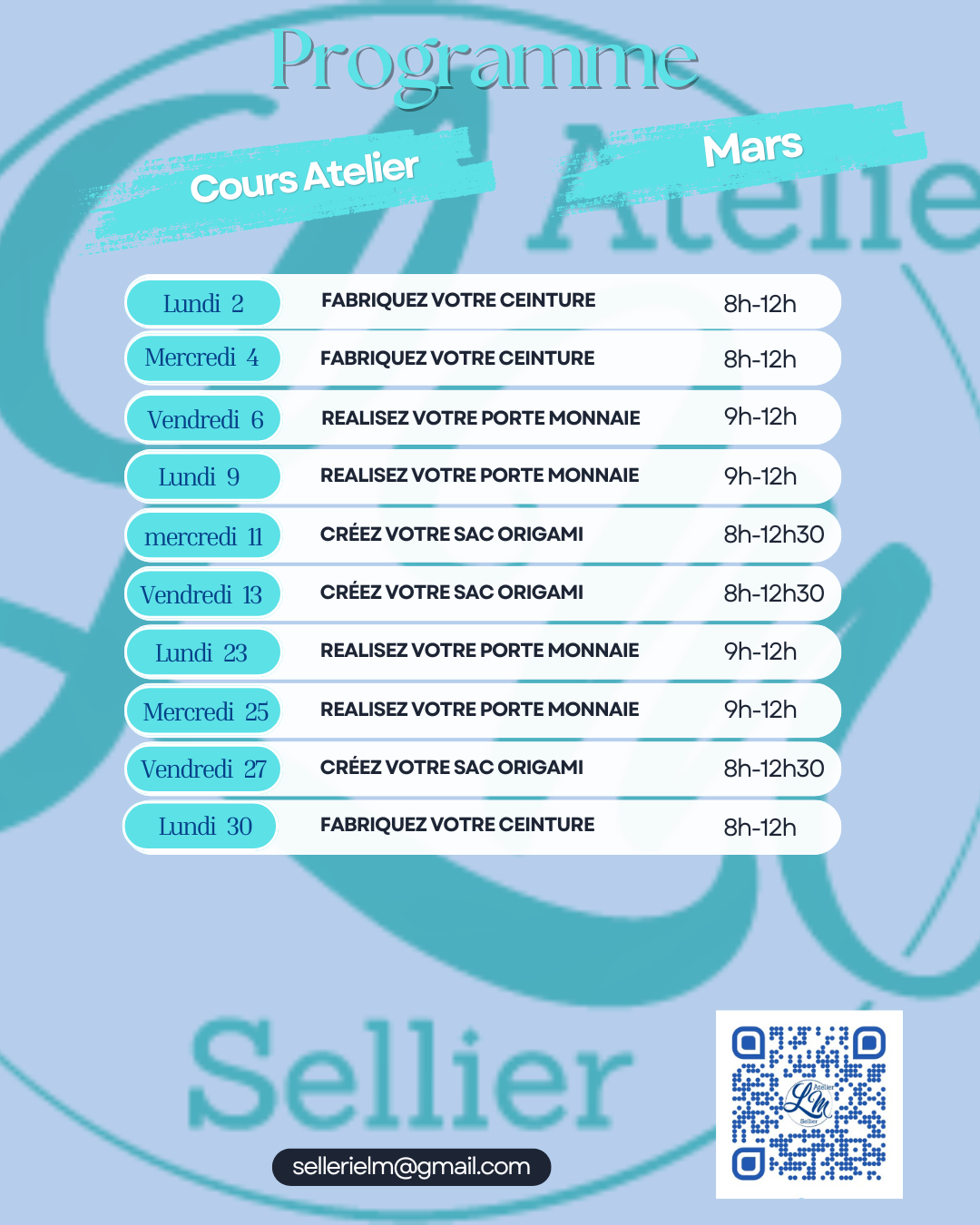 Mes ateliers - Atelier Mars 2026