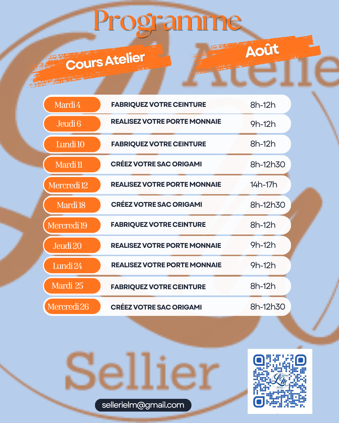 Mes ateliers - Atelier d’Aout